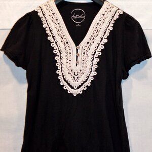 DONATED (GONE) - LAST CHANCE - INC Lace & Crystal Trim V-Neck Blouse